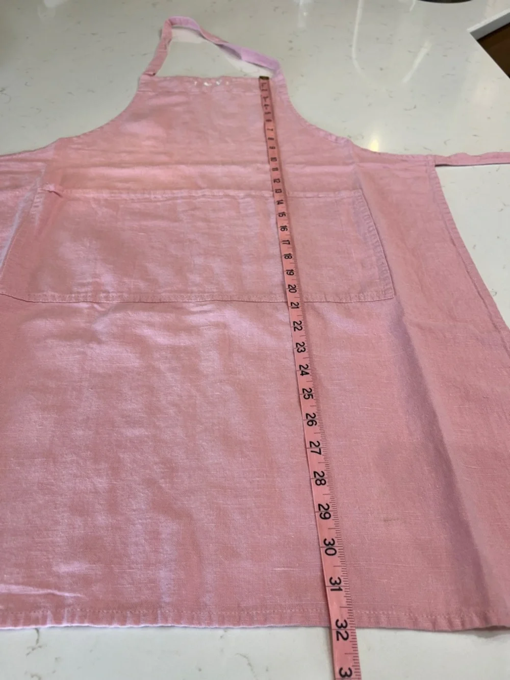 Williams Sonoma Dusty Rose Linen Apron with LOVE Embroidery
